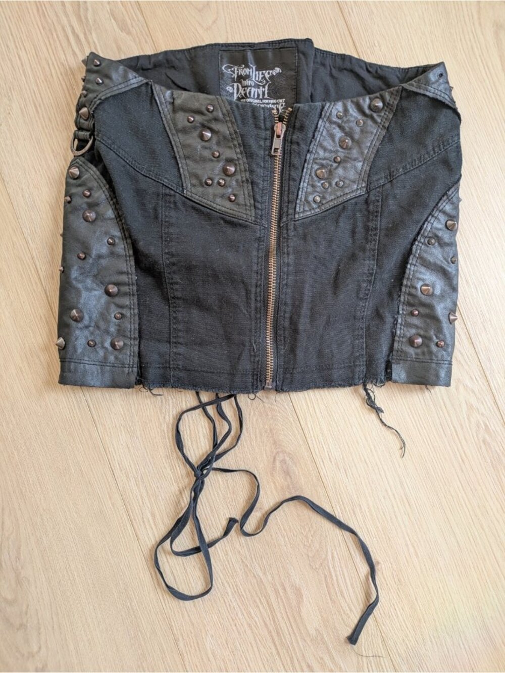 Vintage Lip Service Cult Black Mini Skirt Punk Gothic Industrial Corset XS Grail
